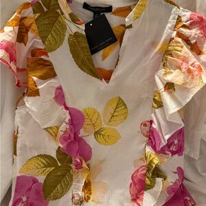 Marc New York Ruffled Cream Blouse